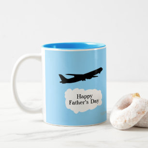 Caneca De Café Em Dois Tons  Presente feliz piloto de avião de avião Jet Dia