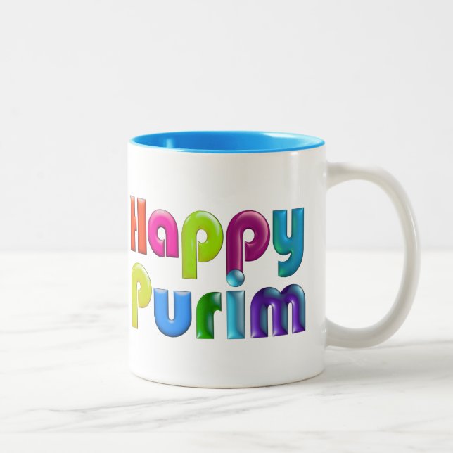 Caneca De Café Em Dois Tons Presente funky FELIZ de PURIM (Direita)