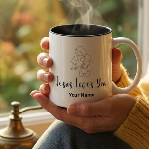 Caneca De Café Em Dois Tons Presente Inspirador de Fé Cristã Personalizado