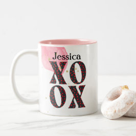Caneca De Café Em Dois Tons Presente no Dia dos Namorados Feliz do XOXO Modern