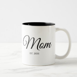 Caneca De Café Em Dois Tons Presente para Mãe com Letra Preta Estabelecida