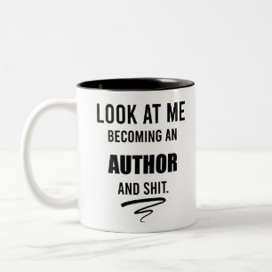 Caneca De Café Em Dois Tons Presente Para Novo Escritor Divertido Autor Gradua