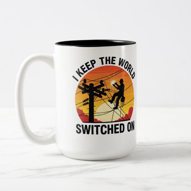Caneca De Café Em Dois Tons Presente para Trabalhador de Serviços Públicos Lin (Esquerda)