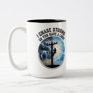 Caneca De Café Em Dois Tons Presente para Trabalhador Elétrico Lineman Moderno