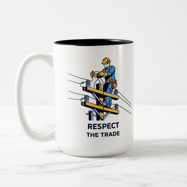 Caneca De Café Em Dois Tons Presente para Trabalhador Elétrico Profissional (Esquerda)