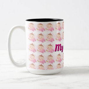 Caneca De Café Em Dois Tons Presente Personalizado com Foto e Nome de Criança
