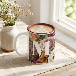 Caneca De Café Em Dois Tons Presente Personalizado com Monograma para Ela