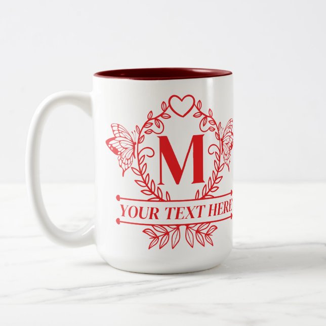 Caneca De Café Em Dois Tons Presente Personalizado com Monograma para Ela (Esquerda)