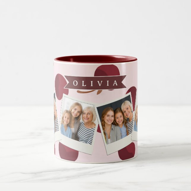 Caneca De Café Em Dois Tons Presente Personalizado com Nome e Padrão de Cereje (Centro)