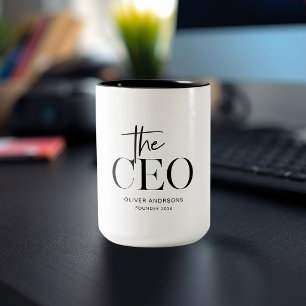 Caneca De Café Em Dois Tons Presente Personalizado de CEO Minimalista Moderno