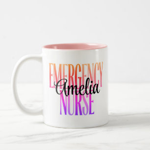 Caneca De Café Em Dois Tons Presente Personalizado de Enfermeira de Emergência
