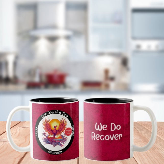 Caneca De Café Em Dois Tons Presente personalizado de sobriedade - Phoenix (Criador carregado)