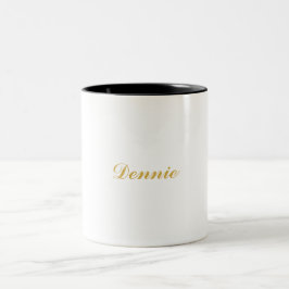 Caneca De Café Em Dois Tons Presente Personalizado Dennis Typography Gold Scri