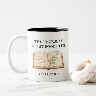 Caneca De Café Em Dois Tons Presente Personalizado do Nome do Clube do Livro e