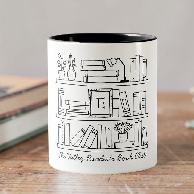 Caneca De Café Em Dois Tons Presente Personalizado para Clube do Livro (Criador carregado)