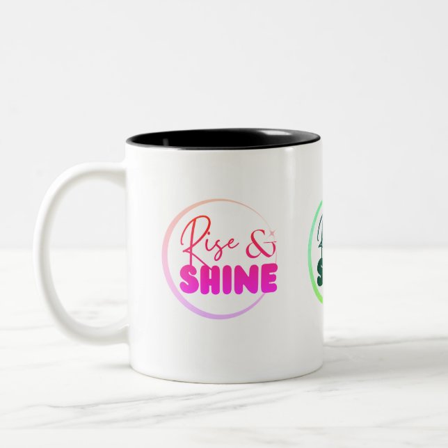 Caneca De Café Em Dois Tons Presente "Rise & Shine" para amigos, família, para (Esquerda)