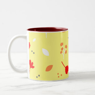 Caneca De Café Em Dois Tons Presente rosa com flor chic monograma