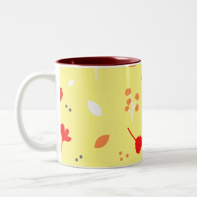 Caneca De Café Em Dois Tons Presente rosa com flor chic monograma (Esquerda)