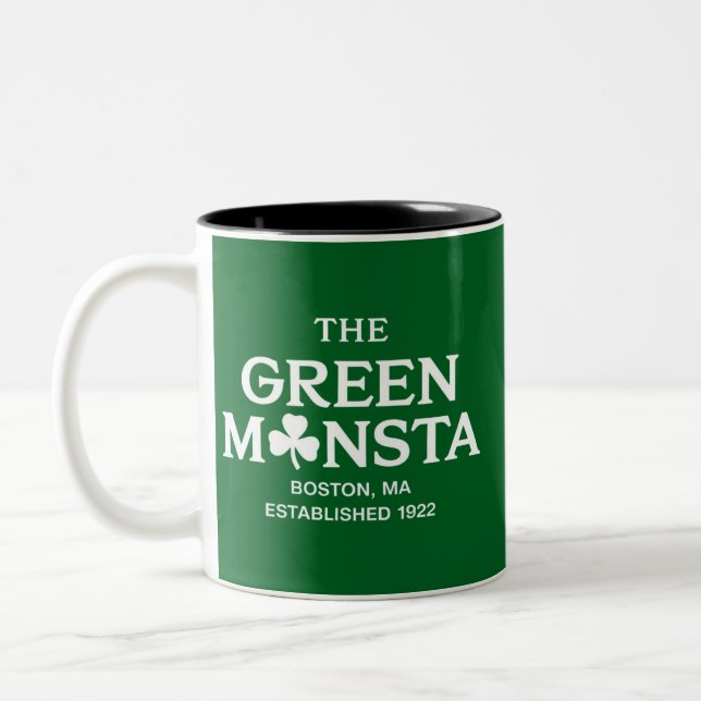 Caneca De Café Em Dois Tons Presente Verde Monsta Boston Verde Monstah Basebal (Esquerda)