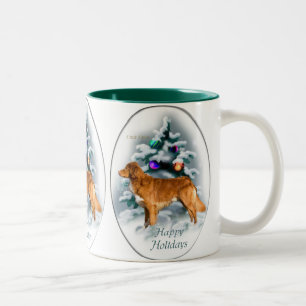 Caneca De Café Em Dois Tons Presentes anunciando do Natal do Retriever do pato