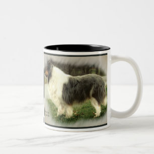 Caneca De Café Em Dois Tons Presentes ásperos azuis do Collie de Merle