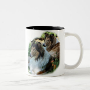 Caneca De Café Em Dois Tons Presentes ásperos da arte do Collie