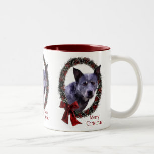 Caneca De Café Em Dois Tons Presentes australianos do Natal do cão do gado