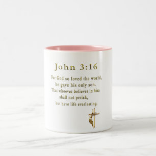 Caneca De Café Em Dois Tons Presentes cristãos João 3:16