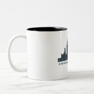 Caneca De Café Em Dois Tons Presentes da arte da arquitetura da skyline de