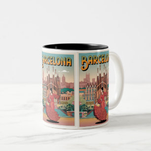 Caneca De Café Em Dois Tons Presentes da Sagrada Família de Barcelona vintage