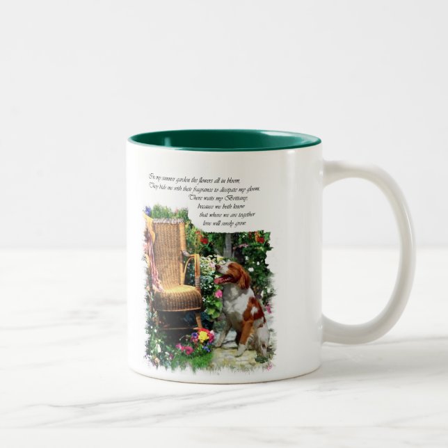 Caneca De Café Em Dois Tons Presentes de Arte Brittany Spaniel Americanos (Direita)