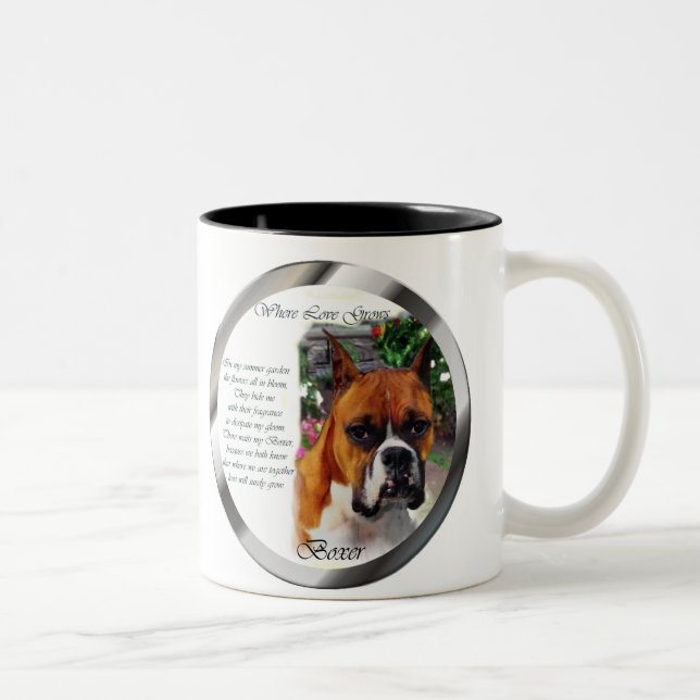 Caneca De Café Em Dois Tons Presentes de Arte Canina Boxer (Direita)