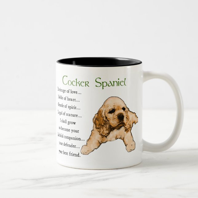 Caneca De Café Em Dois Tons Presentes de Arte em Cocker Spaniel (Direita)