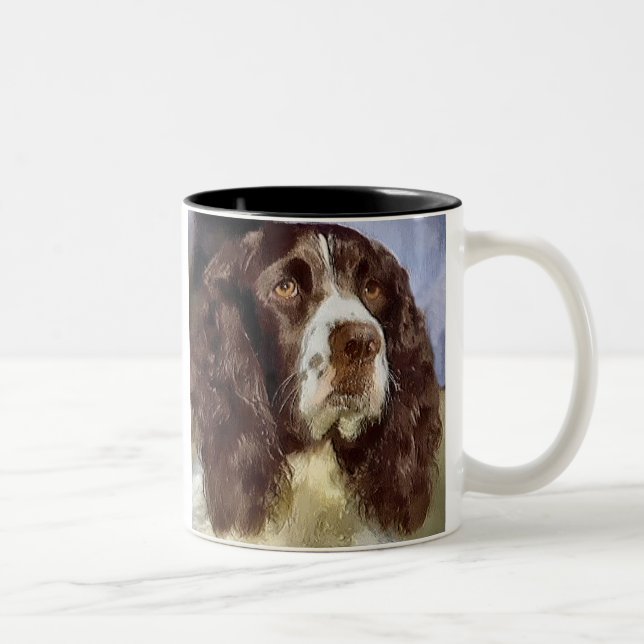 Caneca De Café Em Dois Tons Presentes de Arte Espanhola Inglês Springer (Direita)