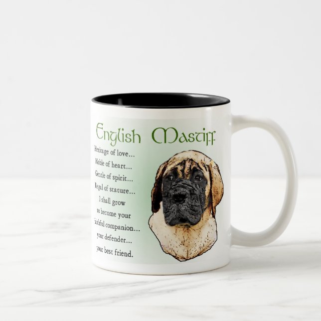 Caneca De Café Em Dois Tons Presentes de Arte Mastiff Inglês (Direita)