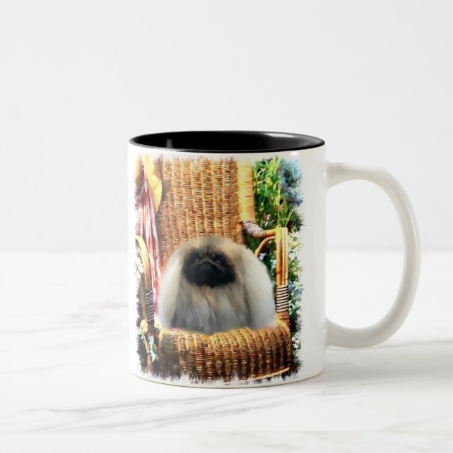 Caneca De Café Em Dois Tons Presentes de Arte Pekingeses (Direita)