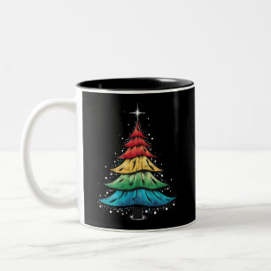 Caneca De Café Em Dois Tons Presentes de Árvore de Natal do Orgulho LGBTQ Gay