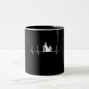 Caneca De Café Em Dois Tons Presentes de Casas Batimento Cardíaco Arquiteto Pr