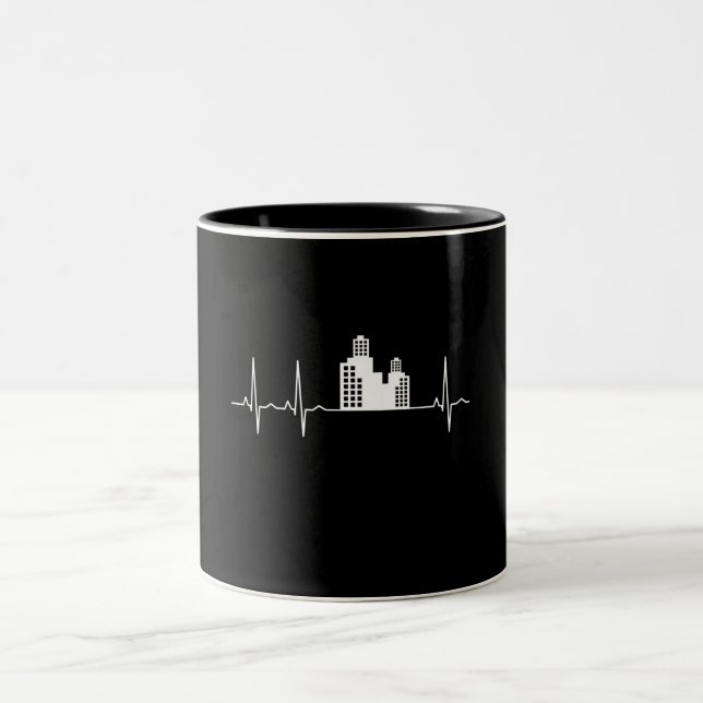 Caneca De Café Em Dois Tons Presentes de Casas Batimento Cardíaco Arquiteto Pr (Centro)