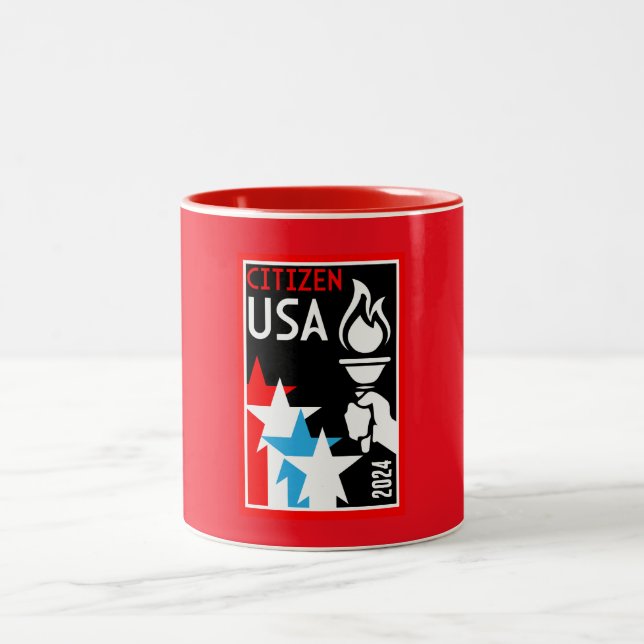 Caneca De Café Em Dois Tons Presentes de cidadania americana (Centro)