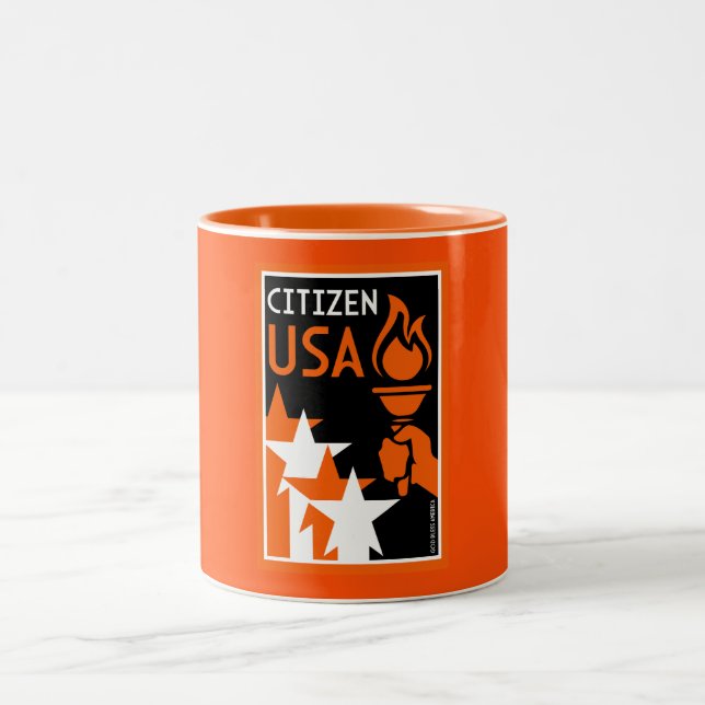 Caneca De Café Em Dois Tons Presentes de cidadania americana (Centro)