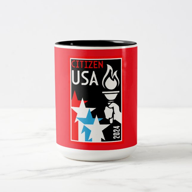 Caneca De Café Em Dois Tons Presentes de cidadania americana (Centro)