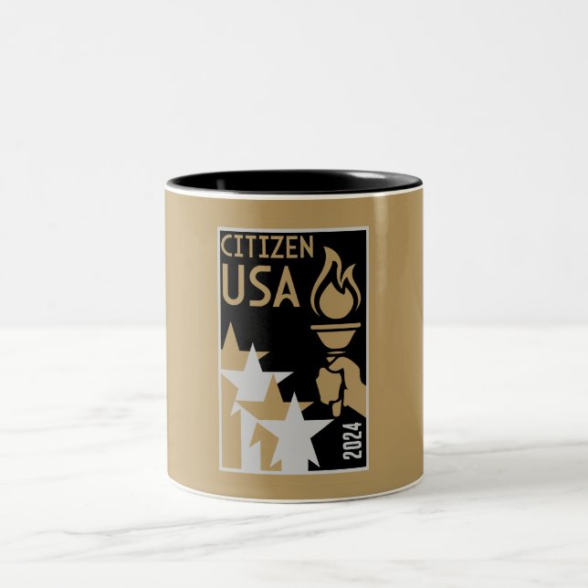 Caneca De Café Em Dois Tons Presentes de cidadania americana (Centro)