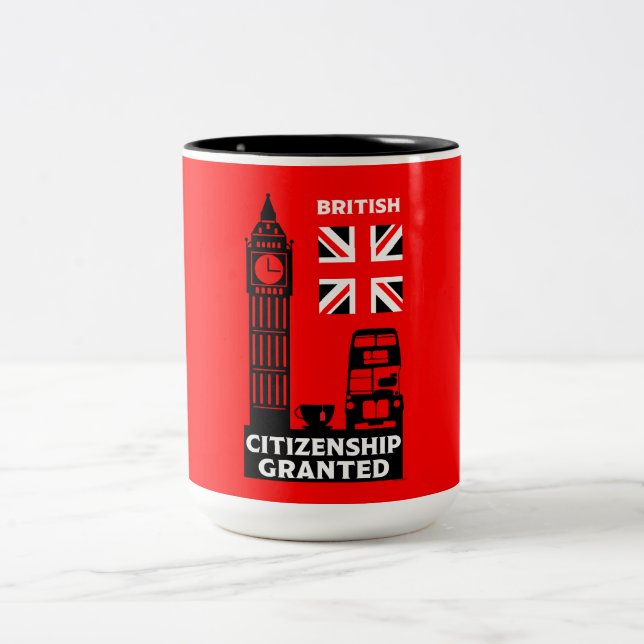 Caneca De Café Em Dois Tons Presentes de Cidadania Britânica (Centro)