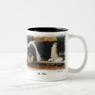 Caneca De Café Em Dois Tons Presentes De Collie De Três Cores