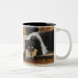 Caneca De Café Em Dois Tons Presentes De Collie Rough De Três Cores