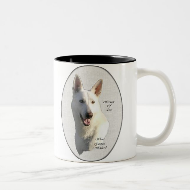 Caneca De Café Em Dois Tons Presentes de German shepherd Branco (Direita)