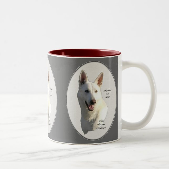 Caneca De Café Em Dois Tons Presentes de German shepherd Branco (Direita)