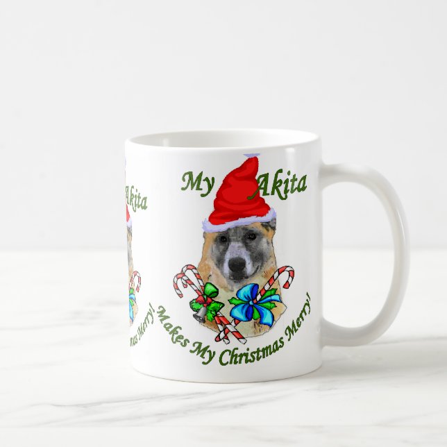 Caneca De Café Em Dois Tons Presentes de Natal Akita (Direita)