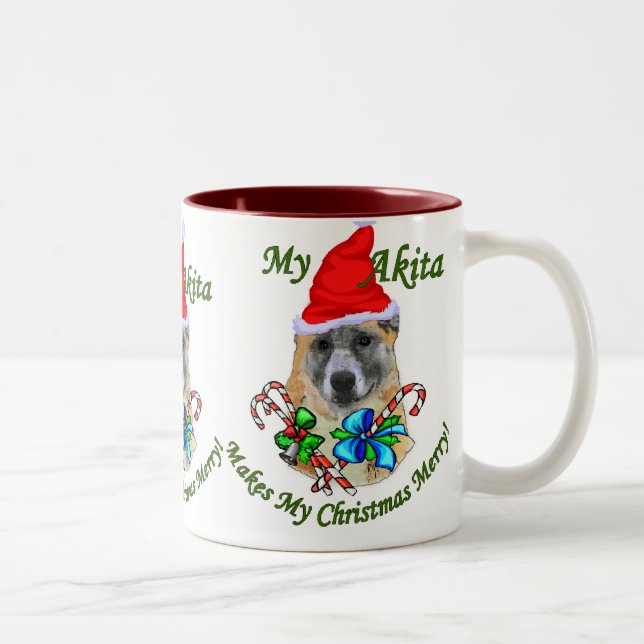 Caneca De Café Em Dois Tons Presentes de Natal Akita (Direita)